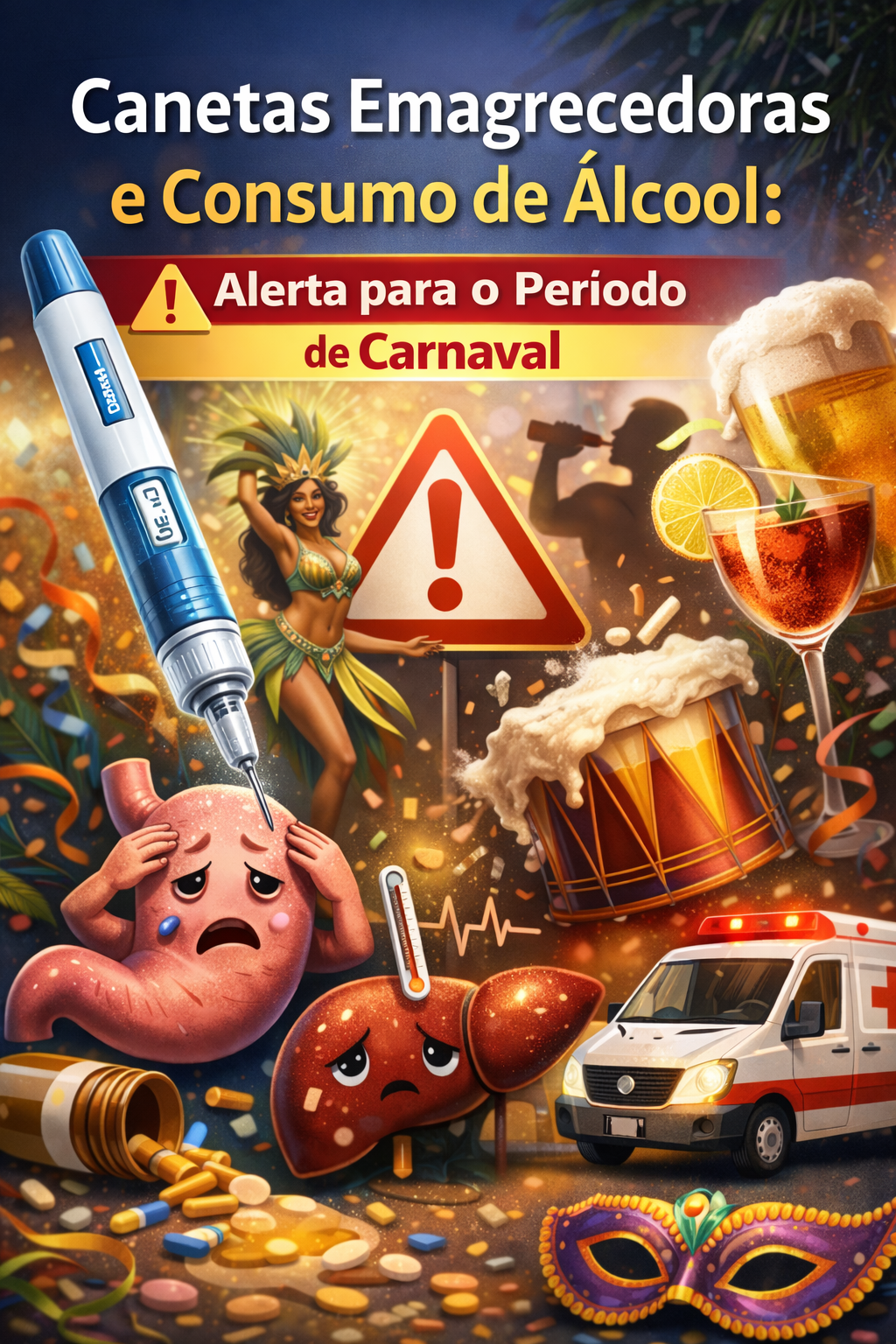 Canetas emagrecedoras e consumo de álcool: alerta para o período de Carnaval
