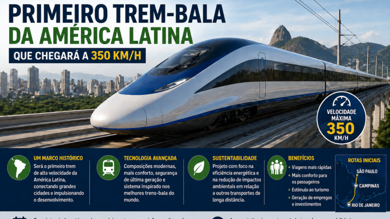 Primeiro trem-bala da América Latina promete atingir velocidade de até 350 km/h