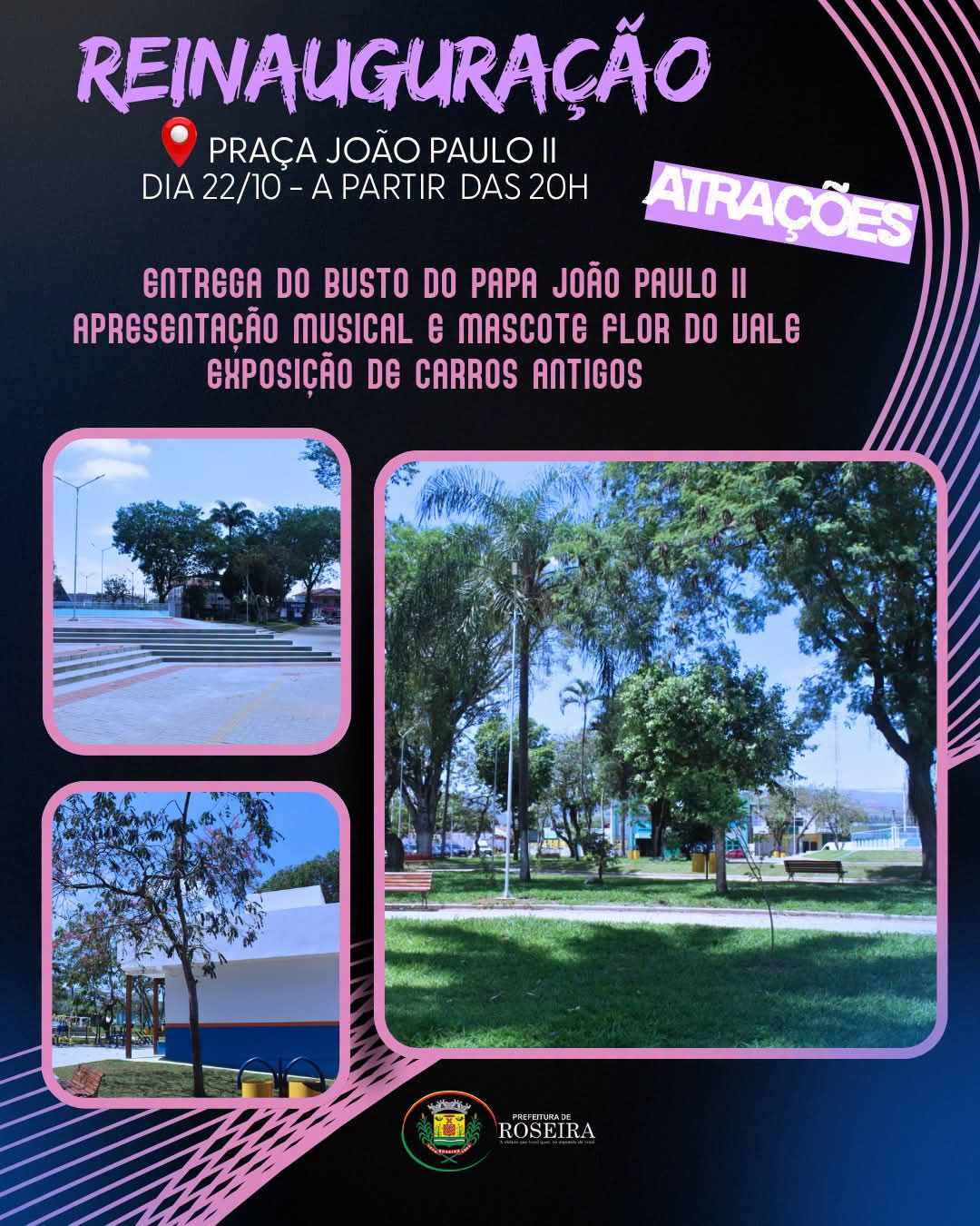 Cidade de Roseira realiza reinauguração da Praça João Paulo II